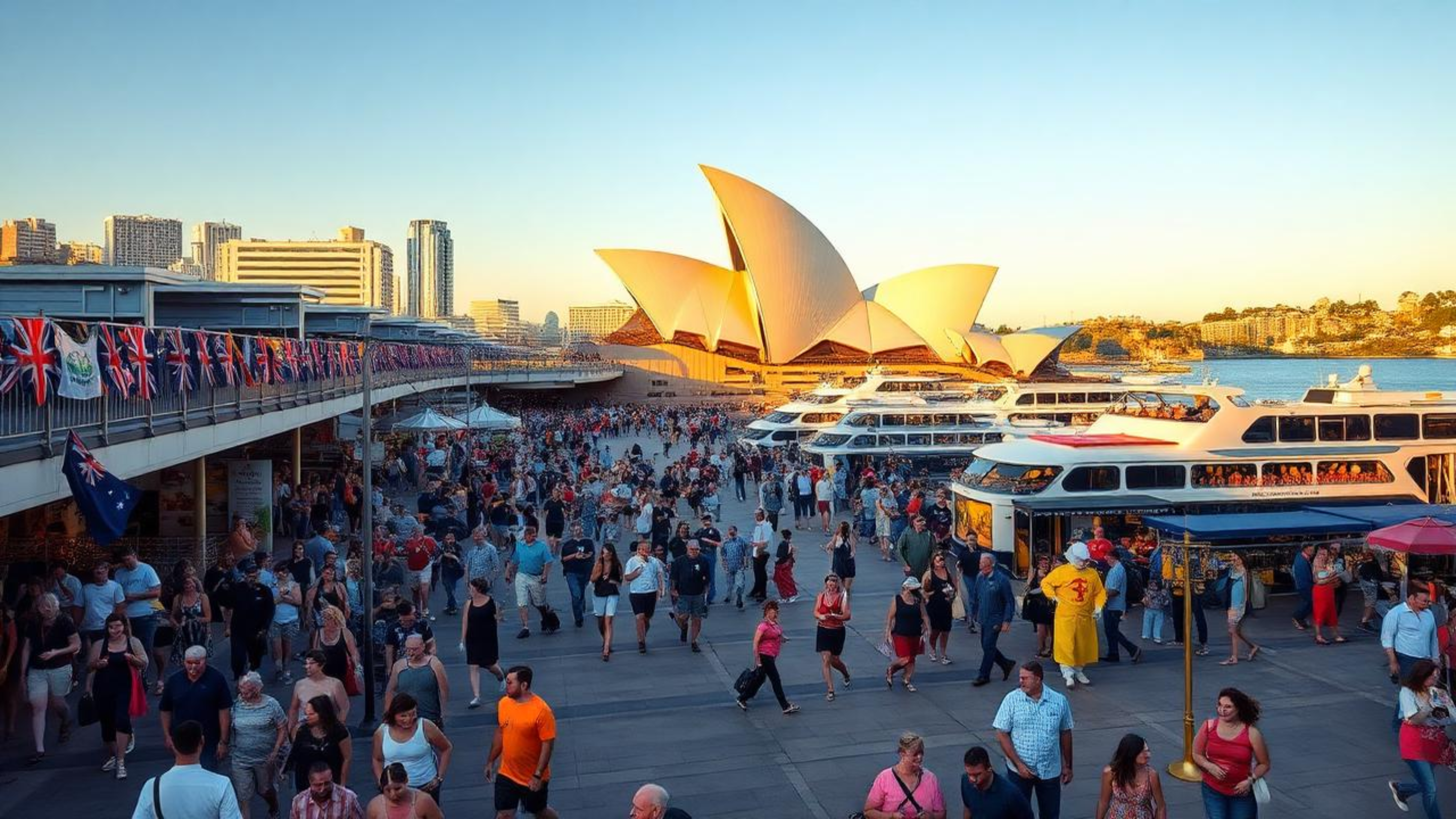Australia Day crowds at Circular Quay with the Sydney Opera House