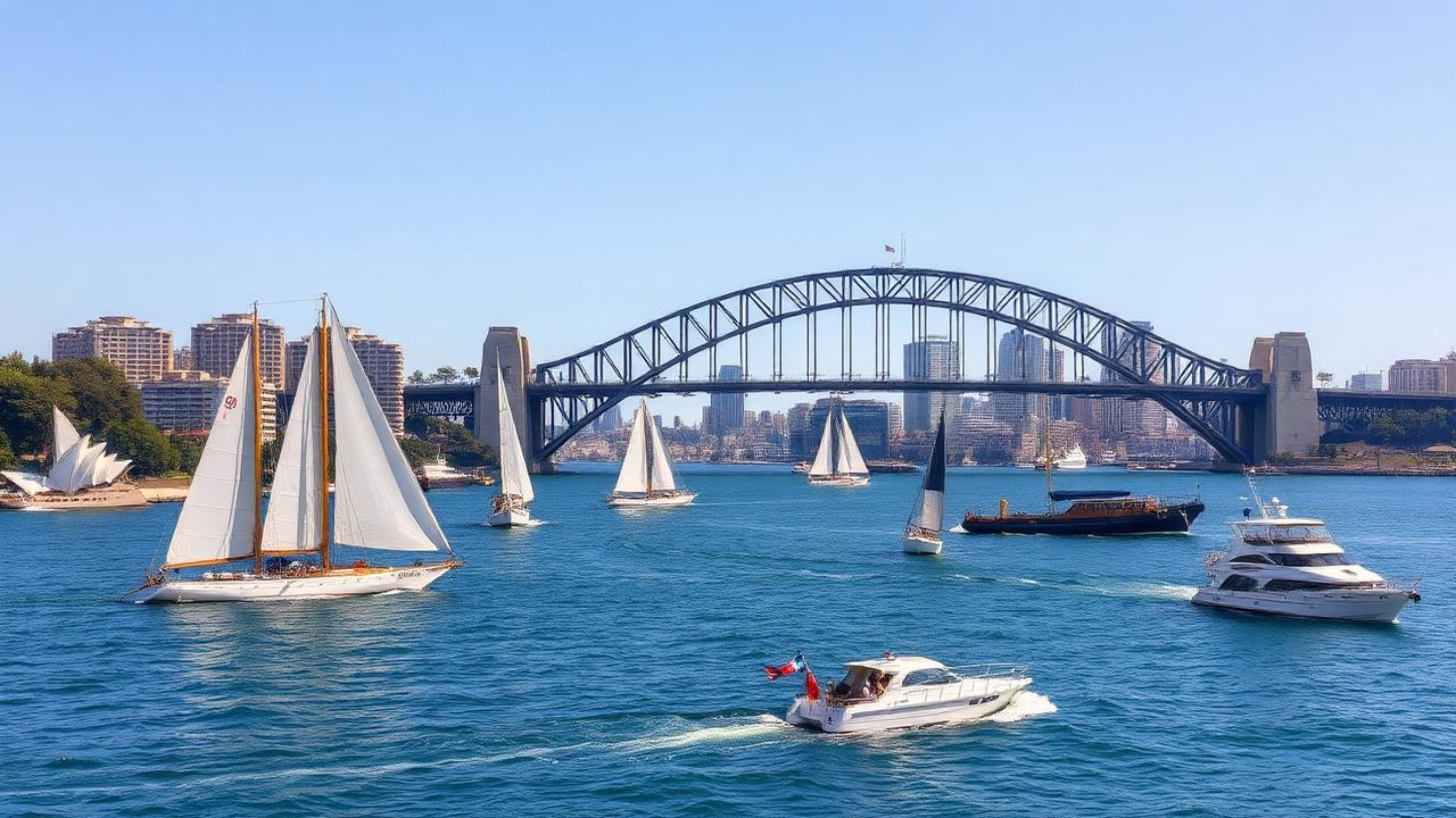 Boats sailing in Sydney Harbour on Australia Day