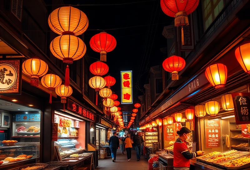 Lantern street at night