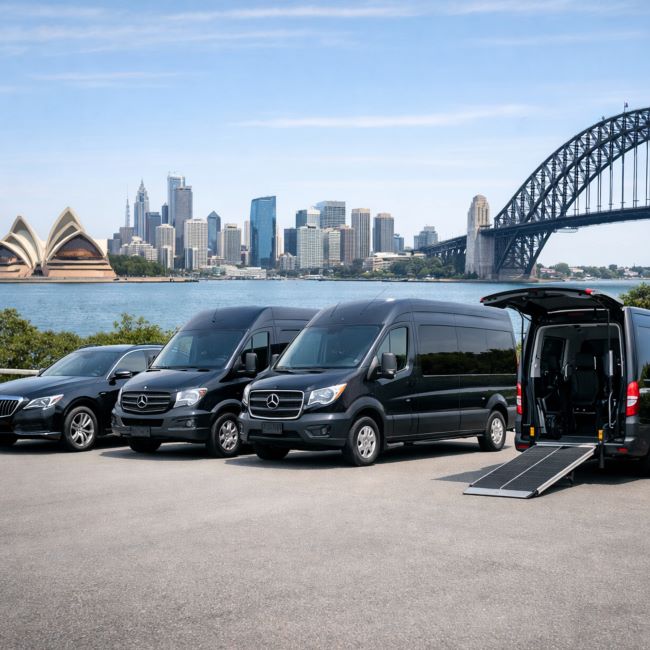 Clean modern white vehicle for Sydney airport taxi transfers